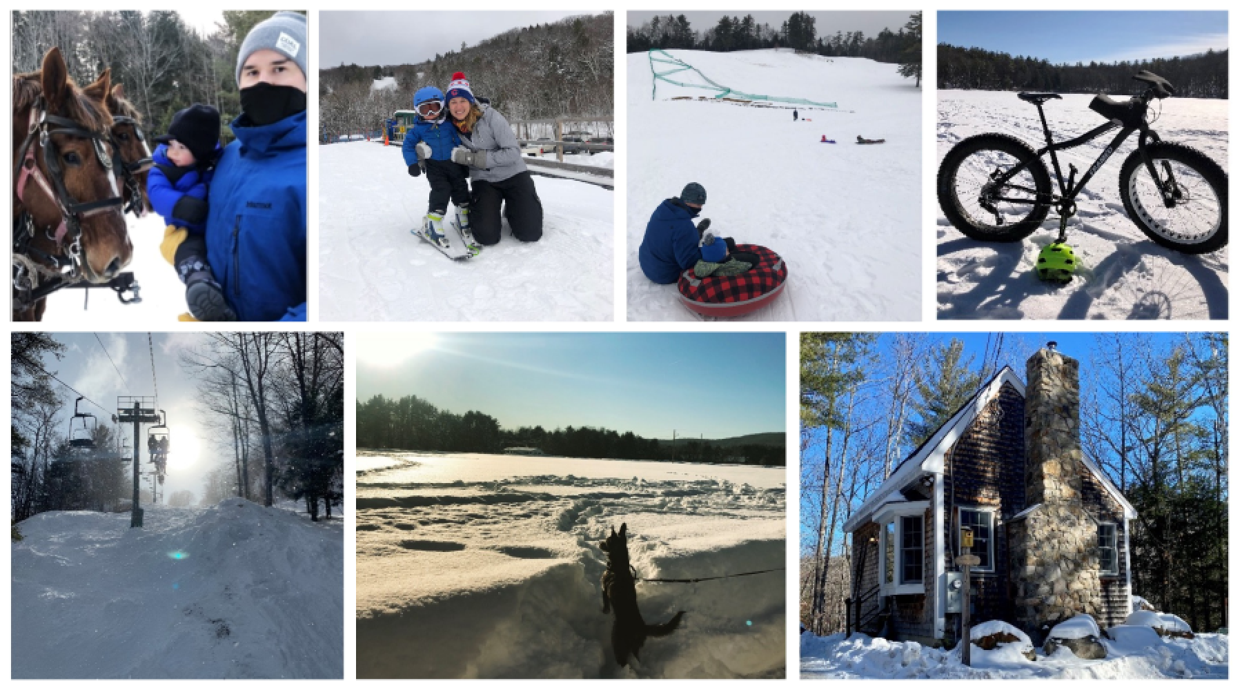 Collage of winter activities at Tuck